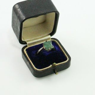 Antique Vintage Art Deco 10k White Gold Colombian Emerald Engagement Ring Sz 5