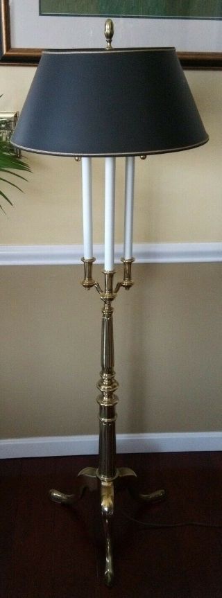 Vintage Stiffel Solid Brass Bouillotte Decor Candlestick Floor Lamp Rare