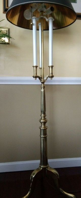 Vintage Stiffel Solid Brass Bouillotte Decor Candlestick Floor Lamp Rare 3