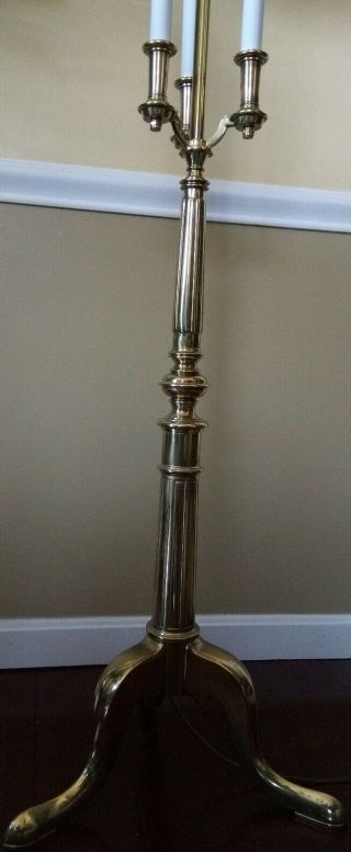 Vintage Stiffel Solid Brass Bouillotte Decor Candlestick Floor Lamp Rare 4