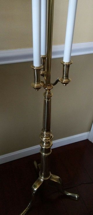 Vintage Stiffel Solid Brass Bouillotte Decor Candlestick Floor Lamp Rare 5