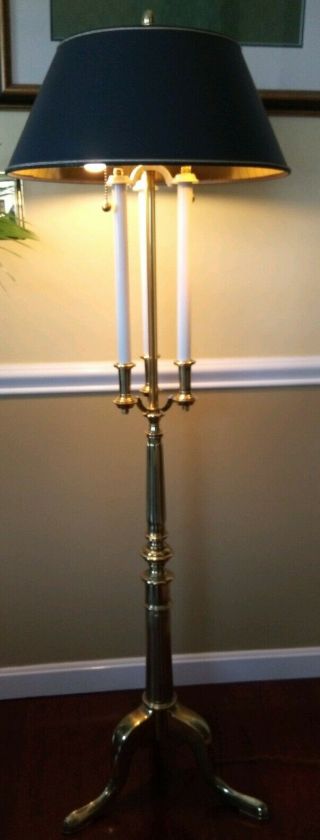 Vintage Stiffel Solid Brass Bouillotte Decor Candlestick Floor Lamp Rare 7