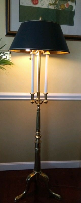 Vintage Stiffel Solid Brass Bouillotte Decor Candlestick Floor Lamp Rare 8