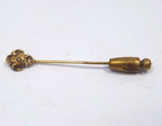 Antique Art Nouveau 14k Gold And Seed Pearl Stick Pin