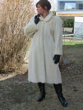Ladies Retro Vtg Real Creamy White Pearl Mink Fur Coat Md Usa