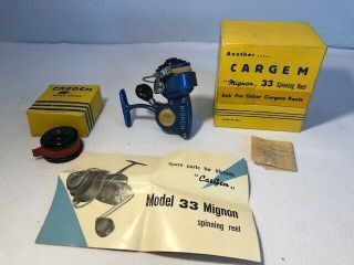 Rare Vintage Cargem Mignon 33 Spinning Reel And Spare Spool