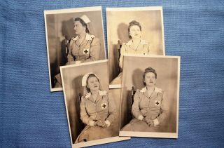Four Photos Of Wwii Red Cross Workers