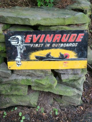 Vintage Old Fishing Evinrude Boat Motor Metal Sign Gas Station General Store