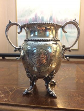 Vintage Small Middletown Silver Plated Urn /vase/ Trophy Deco Footed Wt Handles