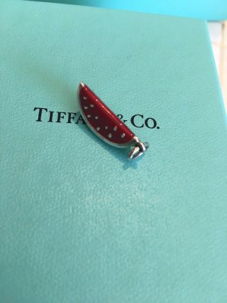 Authentic Tiffany & Co Silver & Enamel Watermelon Charm Rare Discontinued Htf