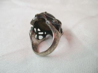 Vintage Mexico Taxco 925 Sterling Ring large Tiger ' s Eye stone signed 3