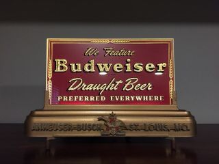 Vintage Budweiser Beer Lighted Counter Glass Sign 10