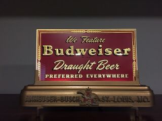 Vintage Budweiser Beer Lighted Counter Glass Sign
