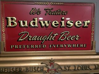 Vintage Budweiser Beer Lighted Counter Glass Sign 5