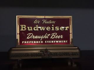 Vintage Budweiser Beer Lighted Counter Glass Sign 8