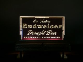 Vintage Budweiser Beer Lighted Counter Glass Sign 9