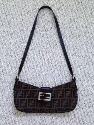 Fendi Handbag,  Shoulder Cross Body Long Strap Unique Rare; Browns Zipper Small