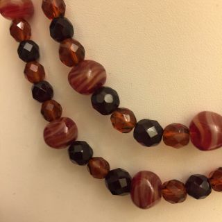 Signed - Coppola Toppo NECKLACE with Heart Clasps Garnet / Amber 2 Strand Choker 2