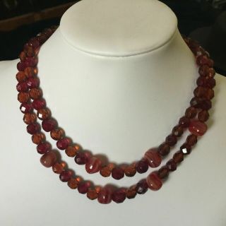 Signed - Coppola Toppo NECKLACE with Heart Clasps Garnet / Amber 2 Strand Choker 3