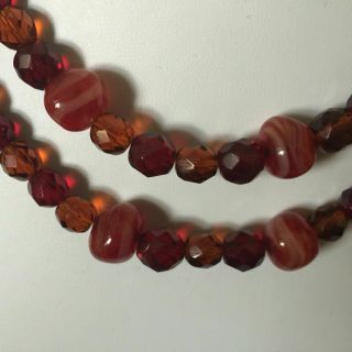 Signed - Coppola Toppo NECKLACE with Heart Clasps Garnet / Amber 2 Strand Choker 4