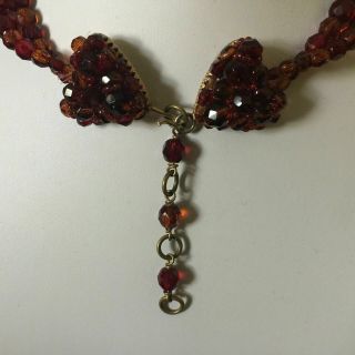 Signed - Coppola Toppo NECKLACE with Heart Clasps Garnet / Amber 2 Strand Choker 5