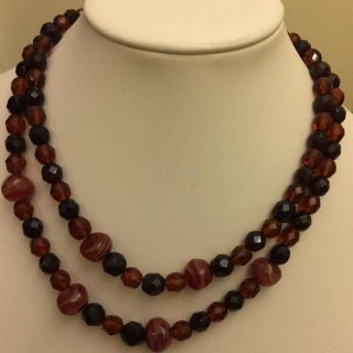 Signed - Coppola Toppo NECKLACE with Heart Clasps Garnet / Amber 2 Strand Choker 6