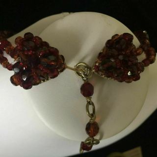 Signed - Coppola Toppo NECKLACE with Heart Clasps Garnet / Amber 2 Strand Choker 8