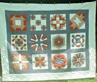 Vintage 70s/80s Custom Quilted Pattern Sampler Patchwork Quilt Wow
