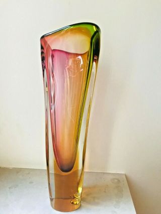 Vintage 1950/60s Mid - Century Modern Murano Sommerso Art Glass Vase Sculputure