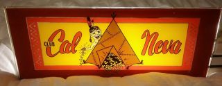 Calneva Casino Reno Or Tahoe Bally Slot Machine Belly Glass Indian Cartoon Rare