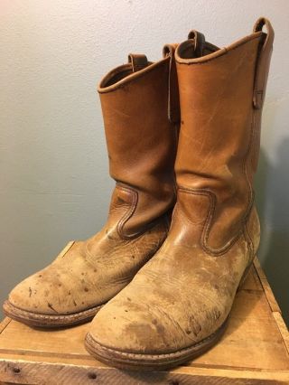 Vtg Red Wing Brown Leather Pecos Boots Mens 8 - 1/2 E Cowboy Western Work Wear Usa