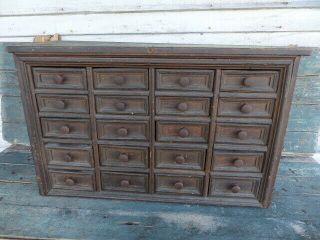 Antique Primitive Country Drug Store Pharmacy Apothecary Multi Drawer Cabinet