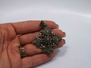 Vintage 900 Silver Jerusalem Cross Pendant,  13.  6 grams 6