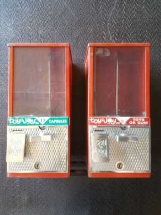 Vintage Becker Toy N Joy Gumball Candy Prize 5 & 10 Cent Machine (2) Coin 1950s