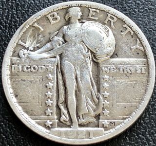 1921 Standing Liberty Quarter 25c Full Date Higher Grade Rare Key Date 17407