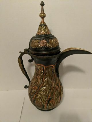 Vtg Dalla Middle East Tea Coffee Pot Brass Arabic Bedouin Islamic