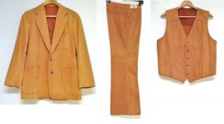Vintage 1970 ' s Separate - Lees by Lee Rust Colored Soft Fabric Leisure Suit 42L 2