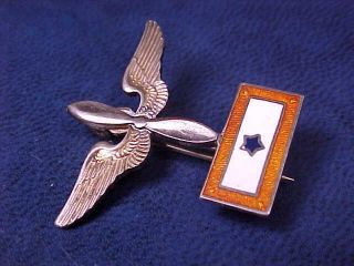 Sterling Ww2 Us Air Force Son In Service Pin Brooch Wings Propeller Enamel Star
