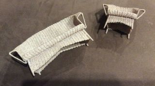 Vintage Dollhouse Miniature Furniture Wicker Sofa and Lounge Chair Signed @ 4