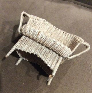 Vintage Dollhouse Miniature Furniture Wicker Sofa and Lounge Chair Signed @ 5
