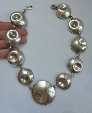 Vintage Susan Cummings Sterling Silver 925 Modernist Circle Necklace 96g