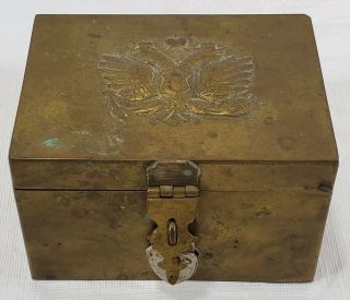Antique Russian Imperial Eagle Brass Tea Caddy Box