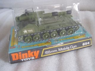 Htf Vintage Dinky Toys Die Cast 654 155mm Mobile Gun Tank