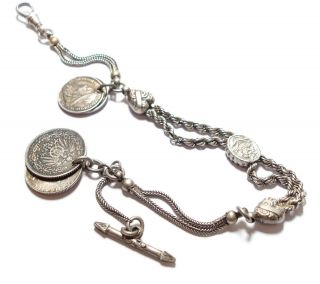 Antique Victorian Or Edwardian Silver Albertina Pocket Watch Chain