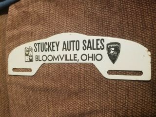 Desoto Plymouth Bloomville Oh Stuckey License Plate Topper Sign Vintage