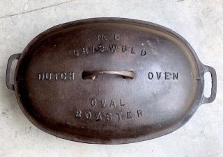 Rare Vintage Griswold No.  5 Cast Iron Dutch Oven Oval Roaster With Lid 5 Oval