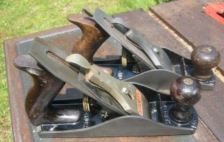 2 Vintage Stanley Bailey Woodworking Plane No.  4 1 Corrugated & 1 Smooth Bottom