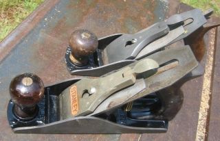 2 Vintage Stanley Bailey Woodworking Plane No.  4 1 Corrugated & 1 Smooth Bottom 6
