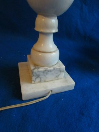 VTG HAND CARVED ALABASTER BONE WHITE & GRAY ITALIAN MARBLE TABLE LAMP 27” 3 WAY 6