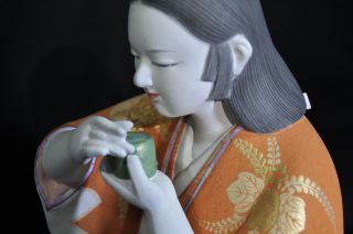 Vintage Japanese Porcelain Doll,  Traditional Incense - Smelling Ceremony.  13.  5 ".